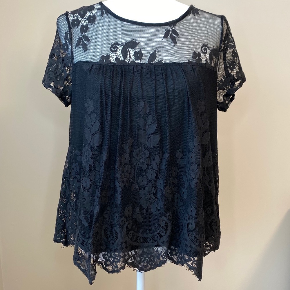 Forever 21 Babydoll Black Lace Top